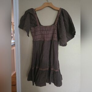 Free People Tunic Dress Brown Orange Medium New